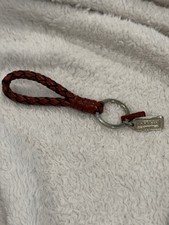 Coach RARE Vintage Braided Key Fob Loop Leather Ring Brown Hard to find