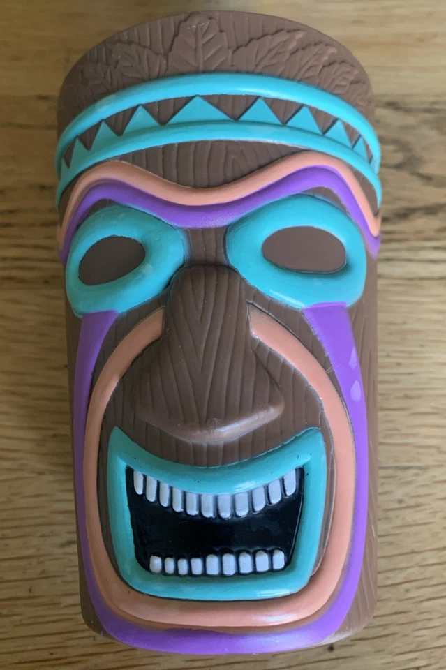Hawaiian Luau Tiki Tribal Mask Multi-Colors Tumblers Set Of 7  5.5” Tall - Image 3 of 4