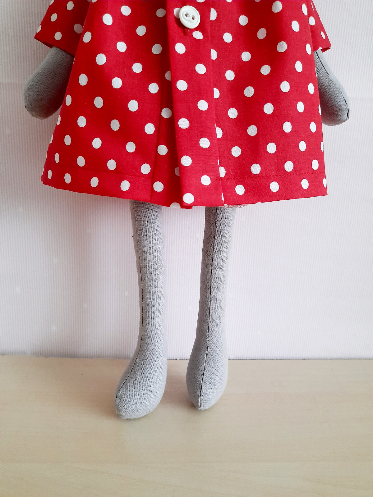 Katze im Kleid rot Tilda Puppe, Tier Dekoration Geschenk Geburtstag Weihnachten