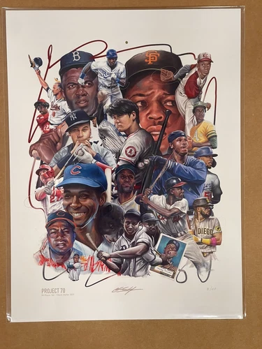 Topps Project 70 Chuck Styles Poster Print 8/100 - Gibson, Aaron, Griffey, Mays