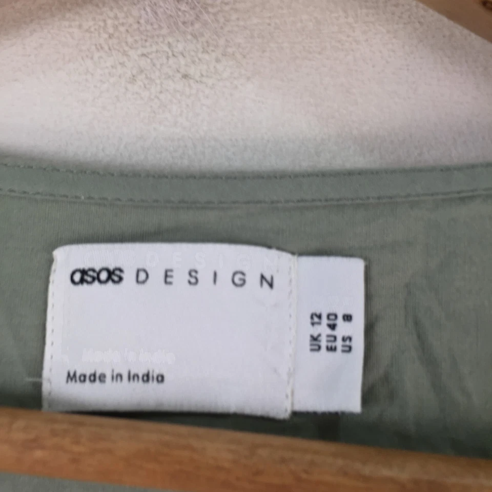 Vestido mujer Asos 12 cambios bata verde salvia manga larga cuello 112008 Foto 3 de 4