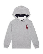NWT Polo Ralph Lauren Gray Heather Boys' Hooded Large Logo Tee Big Kid 6 pjl0121