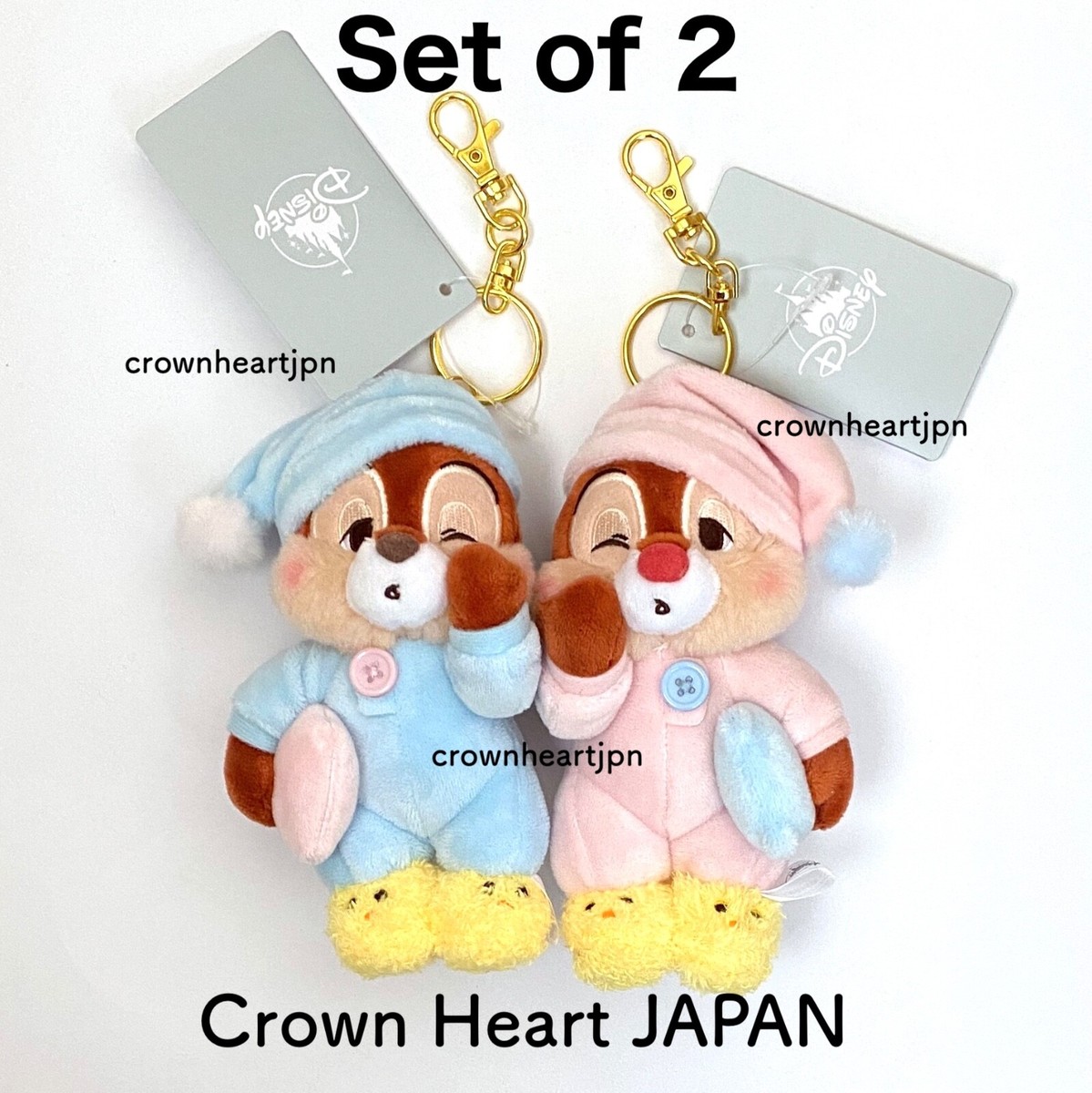 2025 Disney Store Japan Pajama style Plush Keychain Set of 2