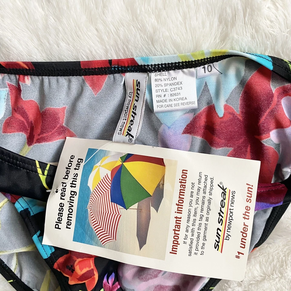 Shape Fx Newport News 复古 90 年代黑色花卉 2 件套泳装全新 10 码 — 第 2/4 张图片