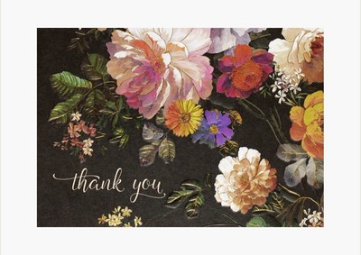 New Peter Pauper Midnight Floral Thank You Notes 14 Cards 15 Envelopes