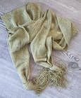 Gold Mesh Net Knitted Rectangular Long Scarf, Vintage, 55x16", 140x40 cm, Fringe