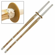 Pair of Kendo Shinai Bamboo Katana Practice Training Sword Sparing Japanese