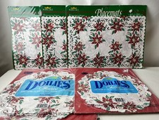 Lot de 18 napperons de Noël vintage en papier poinsettia dentelle royale papier découpé