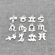 4pcs of 925 Sterling Silver Shiny Zodiac Charms for Bracelet Necklace Earring