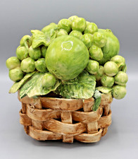 TROMPE OEIL CORBEILLE PANIER FRUITS POMMES RAISINS BARBOTINE MAJOLIQUE