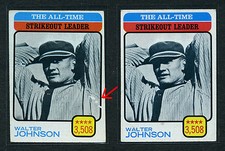 1973 TOPPS #478 WALTER JOHNSON SO LEADER 