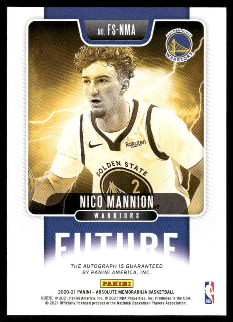 F822 NICO MANNION AUTO 2020-21 ABSOLUTE FUTURE 6/10 WARRIORS RARE