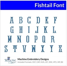 Threadart Machine Embroidery Design Fishtail BX Font Alphabet Loaded on USB