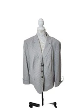 Basler Blazer Sydney Light Gray Pattern Cuffed Sleeves 3 Button Women's 18