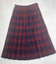 Vintage Norton McNaughton Wool Blend Pleated Skirt Red Blue Size 12