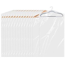 15 Pack 24 x 40 In Plastic Clear Clothes Covers,Dry Cleaners Bags Hanging