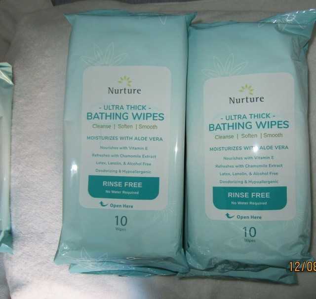 nurture ultra thick bathing wipes moisturizes with aloe Vera 10 wipes