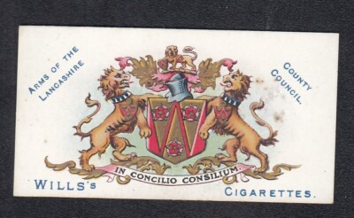 Vintage 1906 British Arms Card LANCASHIRE COUNTY COUNCIL