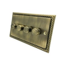 Georgian Rope Edge Antique Brass Plug Sockets Light Switches Dimmers Full Range