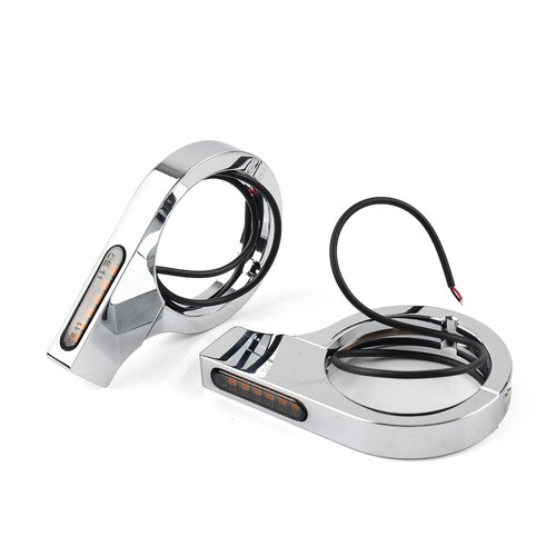 Chrom Motorrad Gabel Blinker Gelb für Harley Touring - Picture 8 of 10