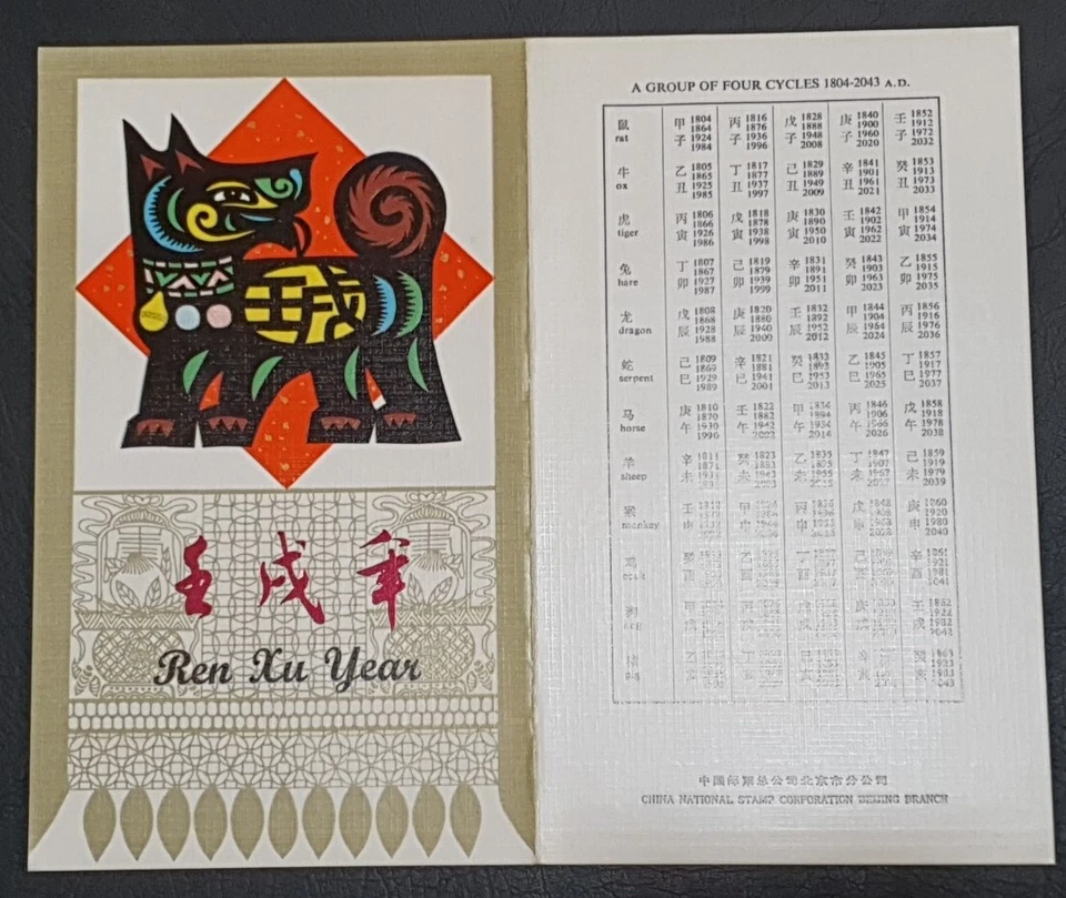 China 1982 T. 70 Ren Xu《壬戍年》 Year of the Dog , Blk of 4 on Folder - Image 2 of 4