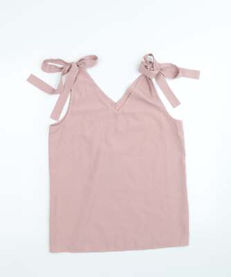 Rosa Damen-Tanktop aus Polyestermischung Größe S - Schulterdetail zum Binden