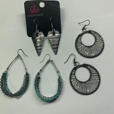 Lot Of 3 Costume Earrings Pierced Dangle Mostly Bead / Metal 1 Is NWT Paparazzi
