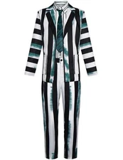 Bleoavre Men's Black and White Striped Suit Cosplay Halloween Costume (Green, M)