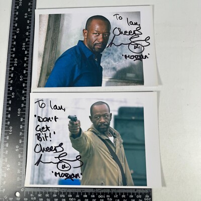 Lennie James Walking Dead Morgan Jones 2x Autograph Signed Photos