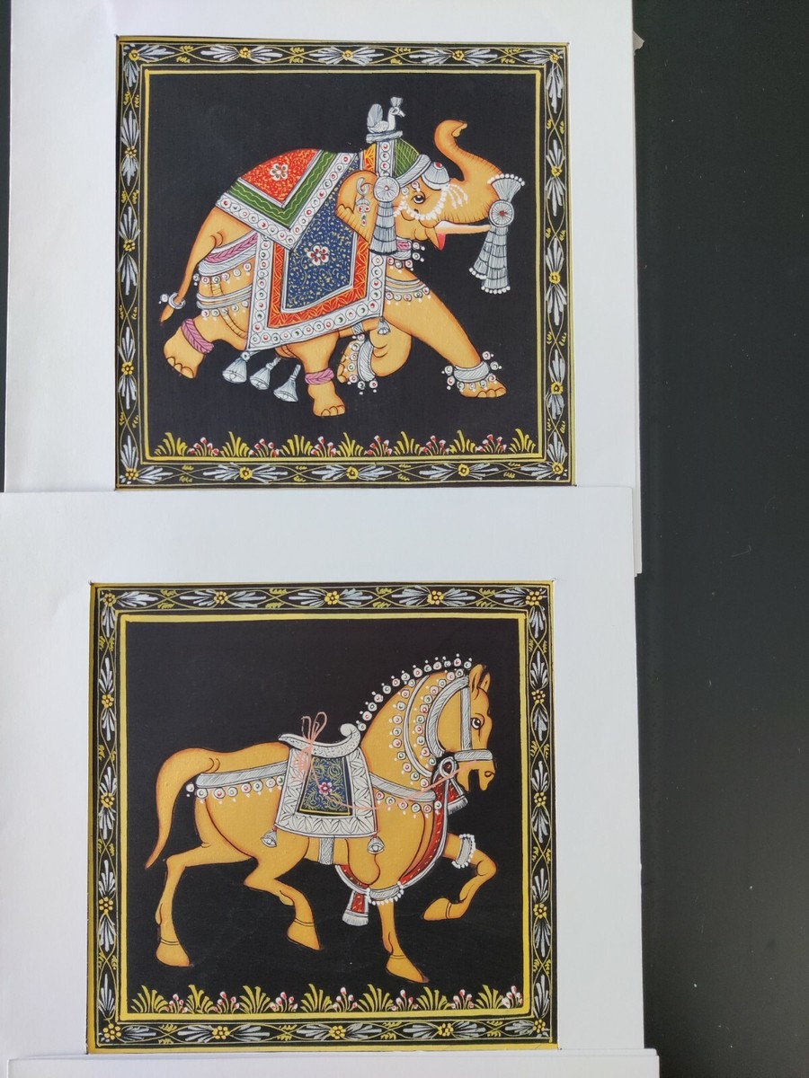Elephant, Horse & Camel - Indian Miniature Painting | eBay