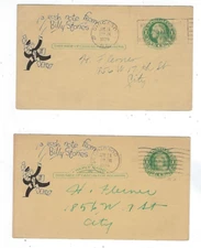 Two Postal Cards with Advertising, UY7m & UY7r, Billy Stone Dresses
