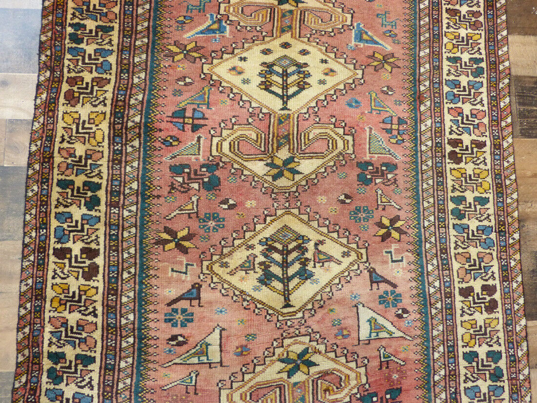 Authentic 3'2"x5'6" Antique rare Find Handmade wool Birds Malayer Oriental rug