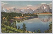 Vintage Postcard Teton Range From Jackson Lake Grand Teton National Park View