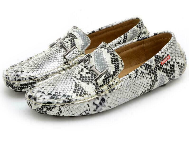 Snakeskin Men's Dress Shoes Gommino Loafers Driving Casual Slip On