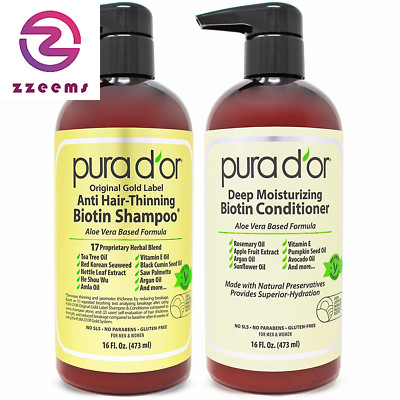 Anti-Thinning Biotin Shampoo and Conditioner Original Gold Label Set (16 Oz X2) 
