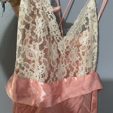 Vtg slip dress Victoria  s Secret gold label M satin maxi nightgown High Slit