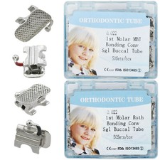 200 Pcs Orthodontic Bondable Convertible Buccal Tubes 1st Molar MBT Roth 0.022