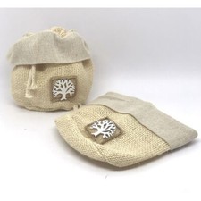 6X Sacchetto Portaconfetti juta maxi 13 cm albero della vita BOMBONIERA 0V37