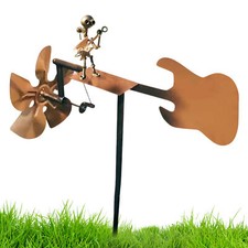 Metal Sculpture Handmade Guitar Windmill Wind-Powered Guitar Sculpture Safety