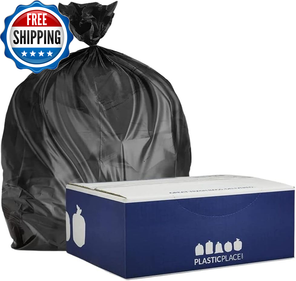 12-16 Gallon Trash Bags, 1.0 Mil, Black Tall Garbage Can Liners, 24
