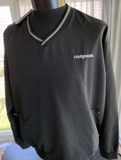Men's NIKE GOLF Courvoisier Windbreaker Pullover Zip Pockets XL BlACK V-NECK
