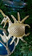 Gold Metal Seashore Crab Christmas Tree Ornament