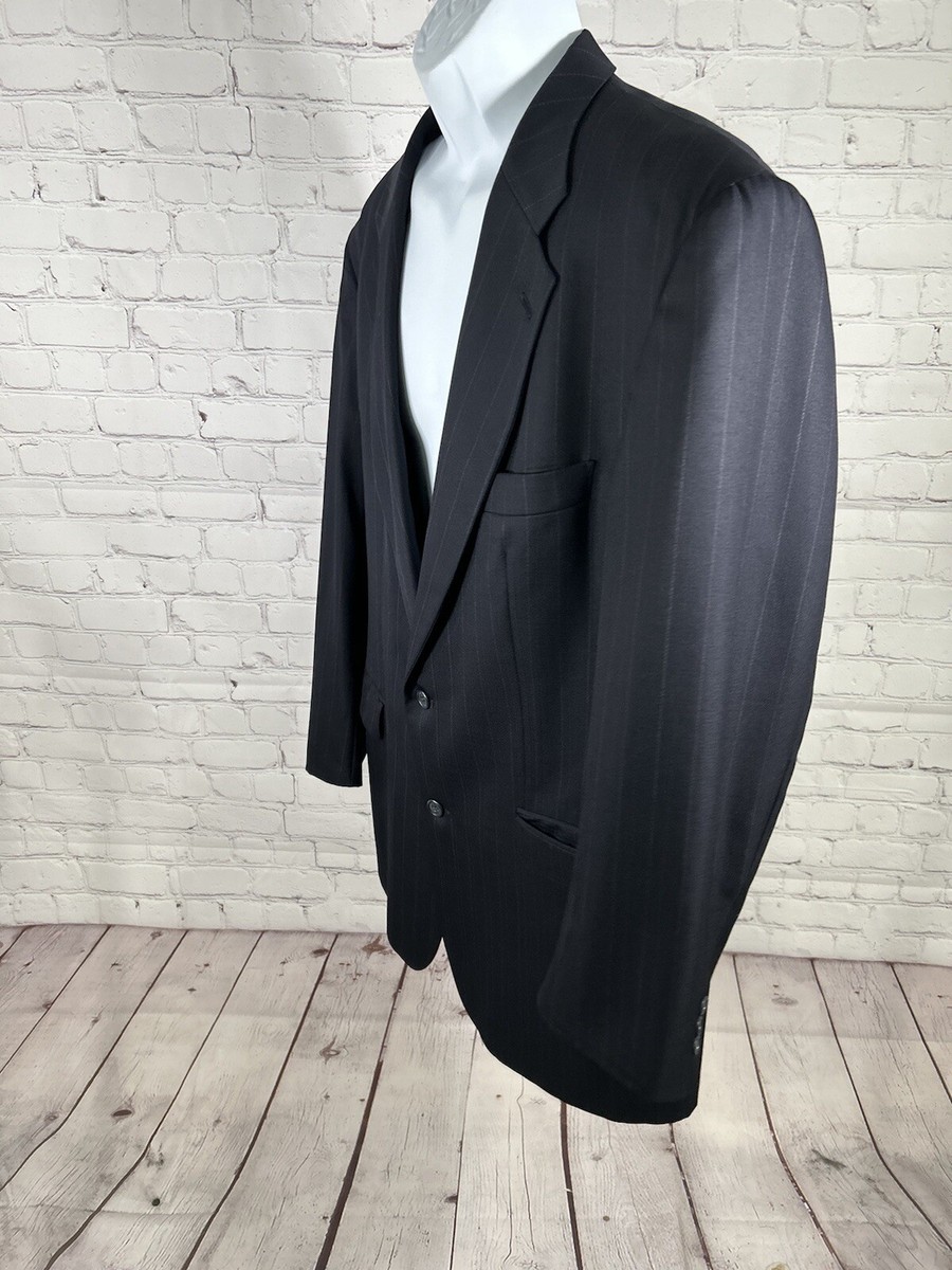 VTG Mark Shale Navy Blue Striped Two Button Jacket Blazer Men's