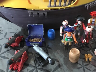 5135 Playmobil Pirate Ship, avec boîte d'origine, figurines et accessoires de boulet de canon, vieux bateau jouet vintage, voilier de combat - France