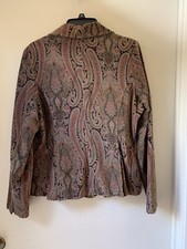 Sunset Cove Women’s Fitted Jacket Size 12 100% Cotton Velvet Like Paisley
