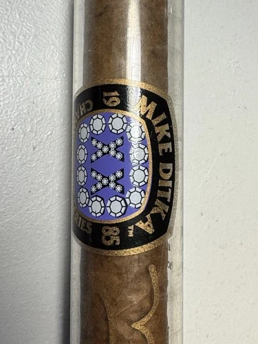 MIKE DITKA Autographed Cigar Glass Tube With Cigar Inside 1985