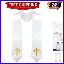 Choir Stole with Cross Embroidery for Church, Ideal for Costume,60"