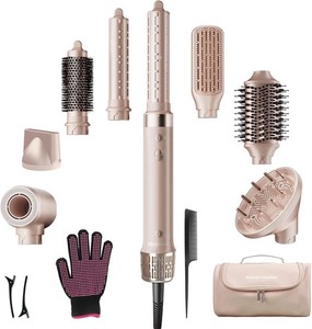 StyleVibe 8 in1 Air Styler Hair Dryer Blow Dryer Brush Metallic Rose Travel Case