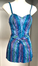 Vtg 50s Cole of California Orig. Swimsuit Playsuit Amazing Waist Wrap/Twist Sz10