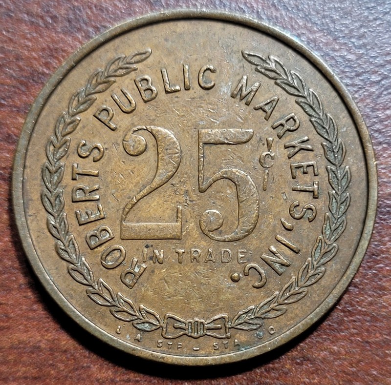 CALIFORNIA Token Robert's Public Markets SOUTHERN CALIFORNIA Copper 30mm GF 25c